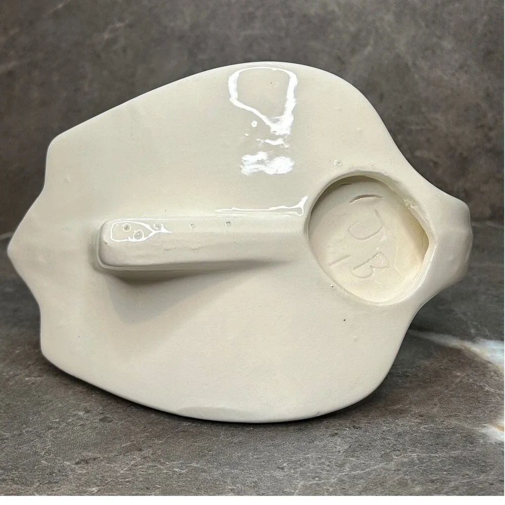 Vintage Ceramic Swan hand towel holder White Blue Hand Painted Pottery